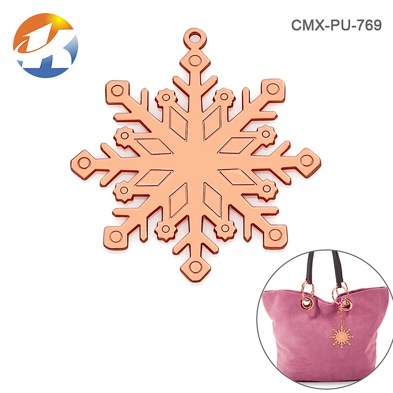 Handbag Snow Shape Rose Gold Metal Chrome Plate Logo