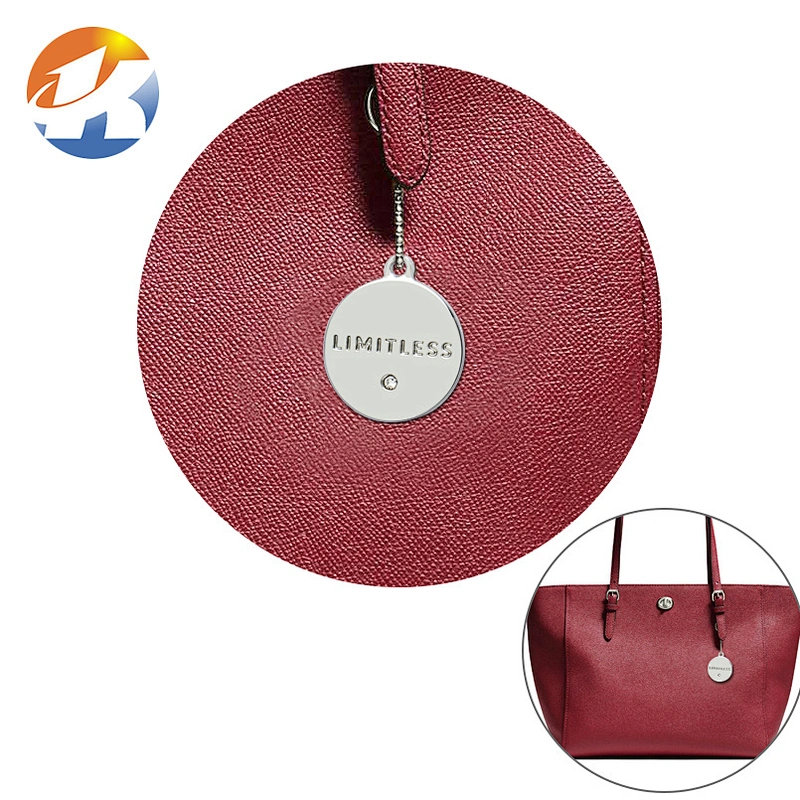 Handbag Hardware Hanging Round Engraved Metal Tag, Custom Metal Logo Label with Diamond for Bags