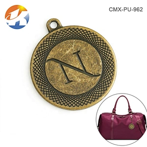 Bag Accessories Customized Making Metal Logo Plate, Circle with Hole Metal Logo Hang Tags for Bags