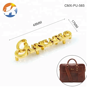 Fashion Design Gunmetal Metal Letters Handbag Logo