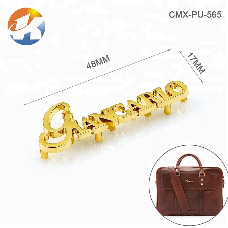 Fashion Design Gunmetal Metal Letters Handbag Logo