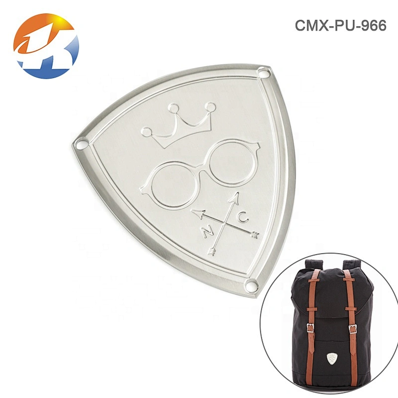 Kangsheng Factory Custom Shield Shape with Holes Sewing Metal Logo Plate, Design Engraved Metal Labels for Clothing*