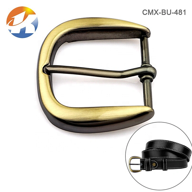 High Quality Custom Zinc Alloy Brushed Antique Brass Metal Pin Belt Buckle