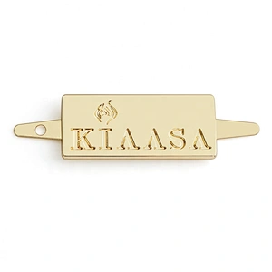 Custom Engraved Metal Plate Labels for Handbags, Bag Hardware Zinc Alloy Golden Plated Metal Logo