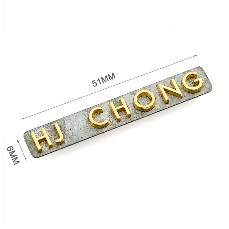 Purse Handbag Hardware Custom Gold Metal Separated Letters Metal Brand Logo Label, Small Metal Letters Plate Labels for Bags