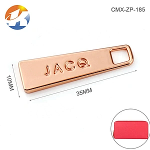 Bag Accessories Design Brand Metal Zipper Pull, Custom Rose Gold Metal Zipper Puller for Garments