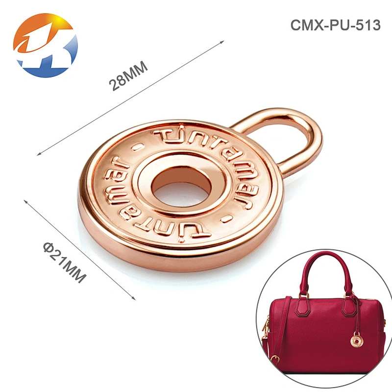 Custom Rose Gold Embossed Metal Logo Tag For Bag