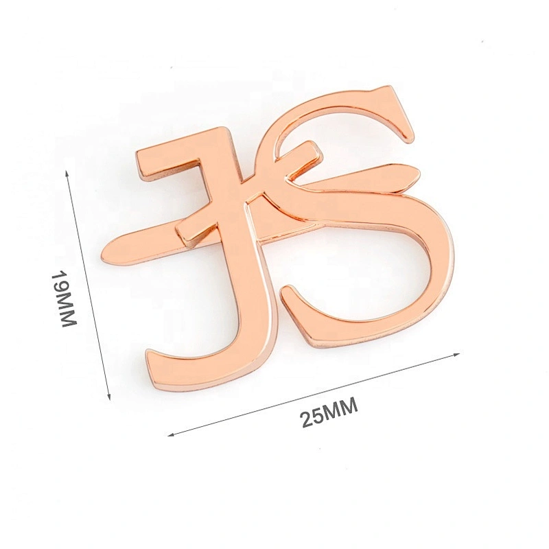 Fashion Bag Hardware Gold Metal Letter Logo, Custom Metal Logo Tag for Handbags