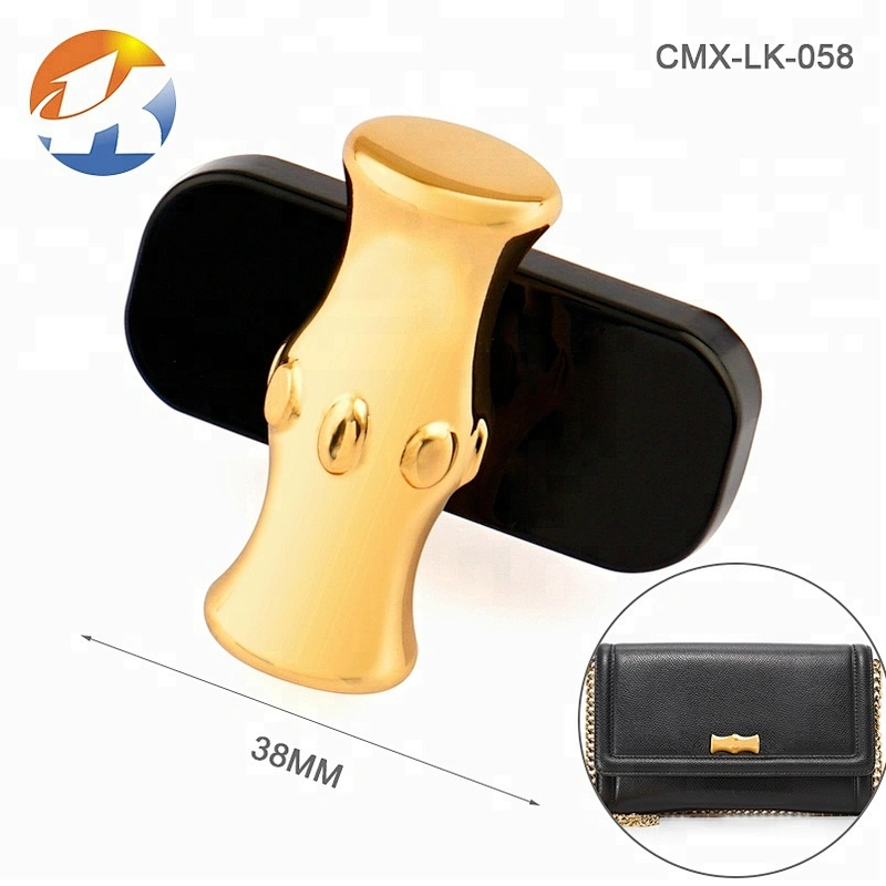 Double Colors Bamboo Shape Metal Bag Twist Turn Lock
