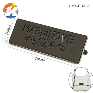 Kangsheng Factory Customized Engraved Logo Metal Name Plate, Design Gunmetal Metal Label for Bags