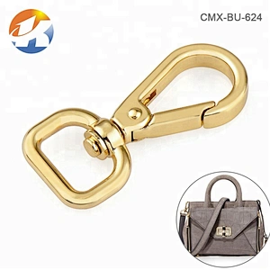 High Quality Fashion Hand Bag Metal D Ring Tail Dog Snap Hook Clasp For Bags, Gold Plated Alloy Metal Swivel Hook