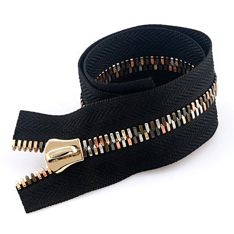 Wholesale 5# Fashion High End Metal Rainbow Zipper, Brass Metal Zipper for Garment and Bags