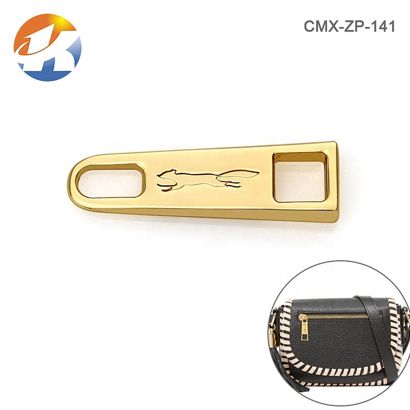 High Level Zinc Alloy Metal Gold Zipper Puller For Handbag