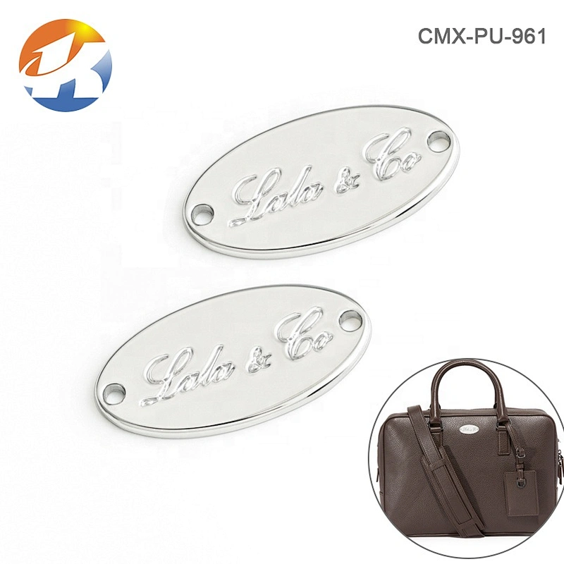 Garment Accessories Oval Shape Metal Clothing Labels, Nickel-free Small Metal Logo Tags for Swimwear*