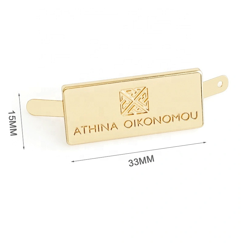Rectangle Gold Engraved Logo Metal Name Tag, Custom Metal Plates Label for Handbag