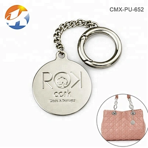 Handbag Accessories Round Metal Name Tag with Spring Hook and Chain, Custom Metal Hang Logo for Bags^