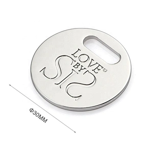 Custom Round with Engraved Logo Metal Hang Tag, Zinc Alloy Hanging Metal Logo For Handbags
