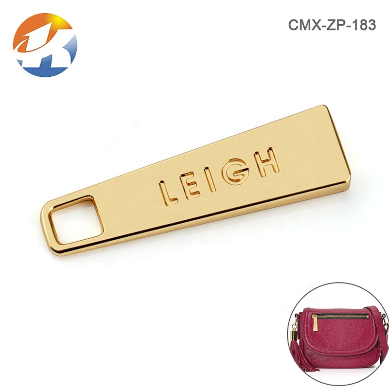 Hot Sale Garment Accessories Custom Metal Zipper Pull, Fashion Metal Gold Zip Pull for Bags