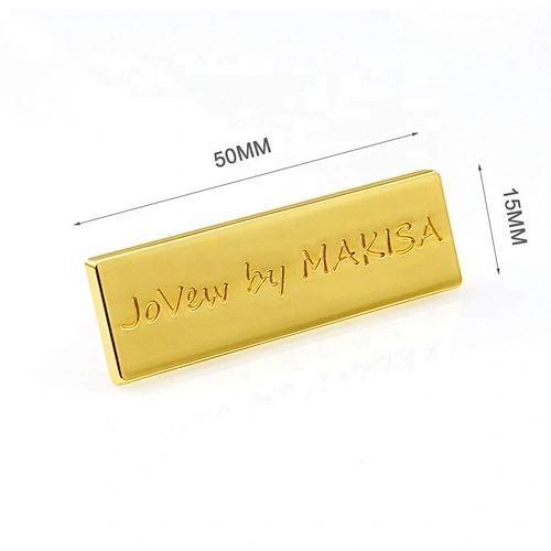 Dongguan Factory Bag Hardware Custom Metal Logo Label for Handbags, Design Nickel-free Gold Metal Name Plate