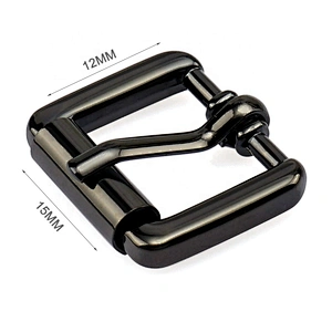Bag Accessories Custom Gunmetal Color Metal Roller Pin Buckle, Wholesale 15mm Roller Metal Buckle with Pin for Bags
