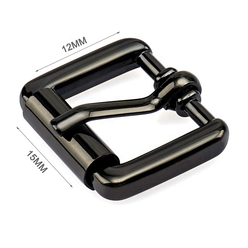 Bag Accessories Custom Gunmetal Color Metal Roller Pin Buckle, Wholesale 15mm Roller Metal Buckle with Pin for Bags