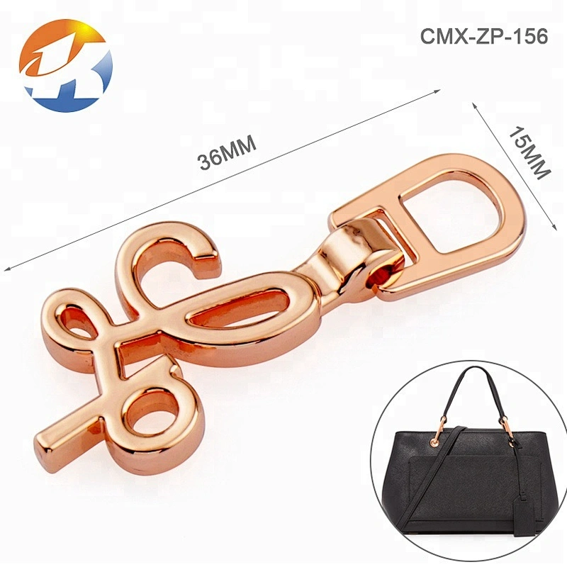 Professional Custom High Quality Bags Hardware Metal Gold Zipper Pull for Garment and Handbags