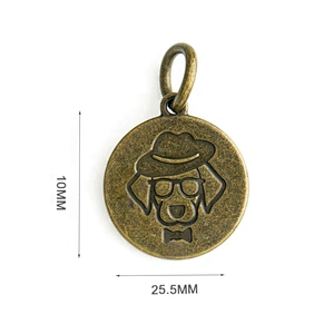 Professional Custom Brand Metal Hanging Logo Tag with Ring, Bag Accessories Round Engraved Metal Label