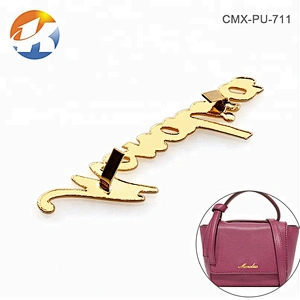 Fashion Gold Letter Metal Plate Logo, Top Bag Purse Hardware Custom Metal Labels, Design Letters Metal Logo Plates for Handbags