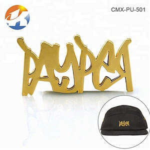 High End Gold Letters Metal Name Tag for Cap, Custom Metal Plate Logo for Hats