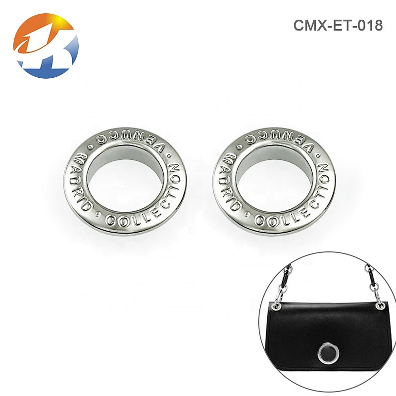 High Quality Custom Round Zinc Alloy Engraved Logo Metal Eyelet Grommets For Handbag