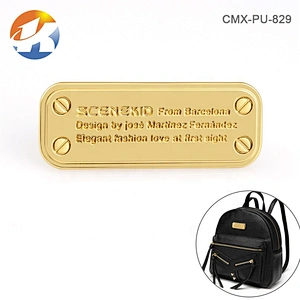 4 Decorative Screws Metal Name Plates, Bag Accessories Custom Engraved Logo Gold Metal Label for Handbags