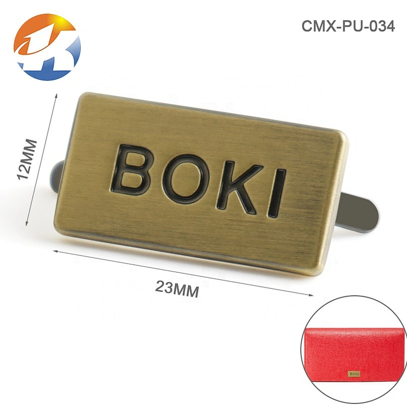 Custom Brand Metal Logo Plates, Design Brushed Bronze Engraved Logo Metal Customised, Alloy Metal Plates Brand Logos for Handbag