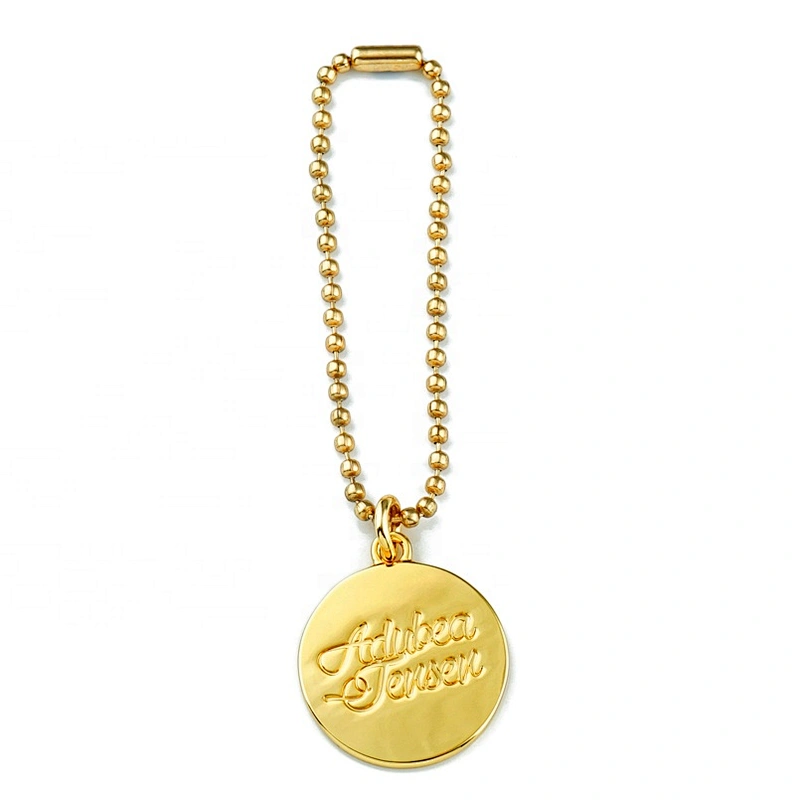 Professional Factory Custom Made Metal Accessories Gold Logo Tag for Bags, Design Round Shape with Bird Logo Hanging Metal Tag