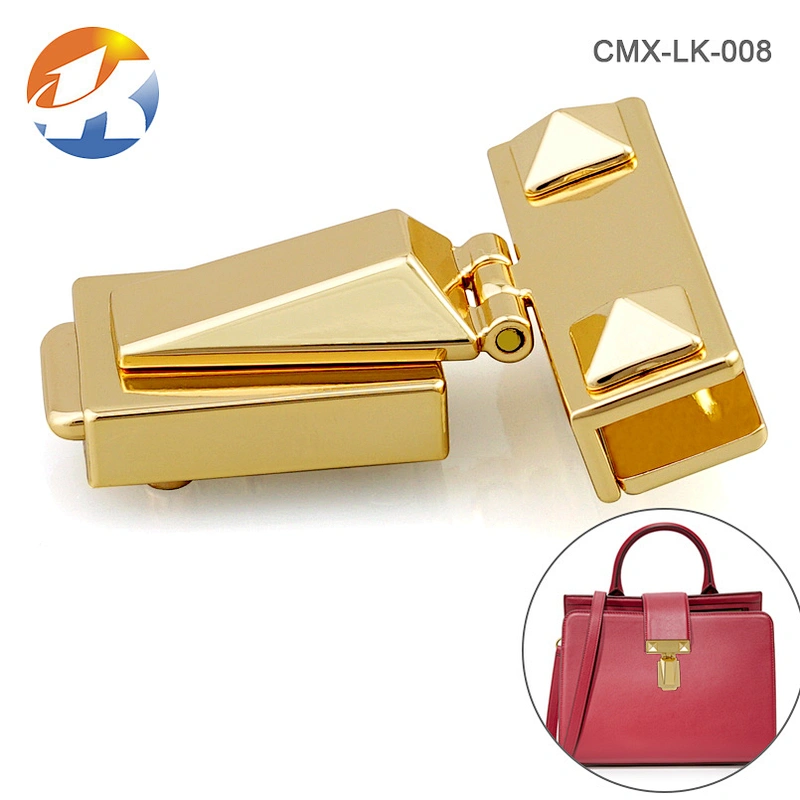 Eco-friendly Zinc Alloy Gold Metal Bag Accessories Lock