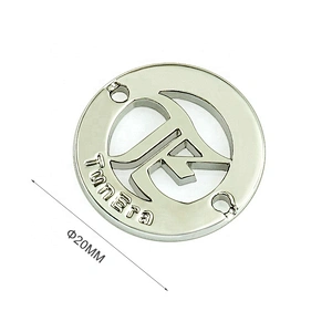 Custom Round With 2 Holes Cut Out Metal Sewing Logo