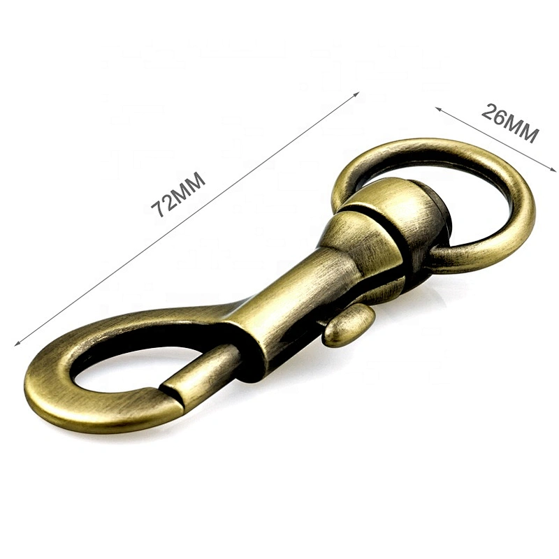 Brushed Antique Brass Metal Dog Leash Snap Hook, High Quality Bag Hardware Swivel Metal Trigger Snap Hook