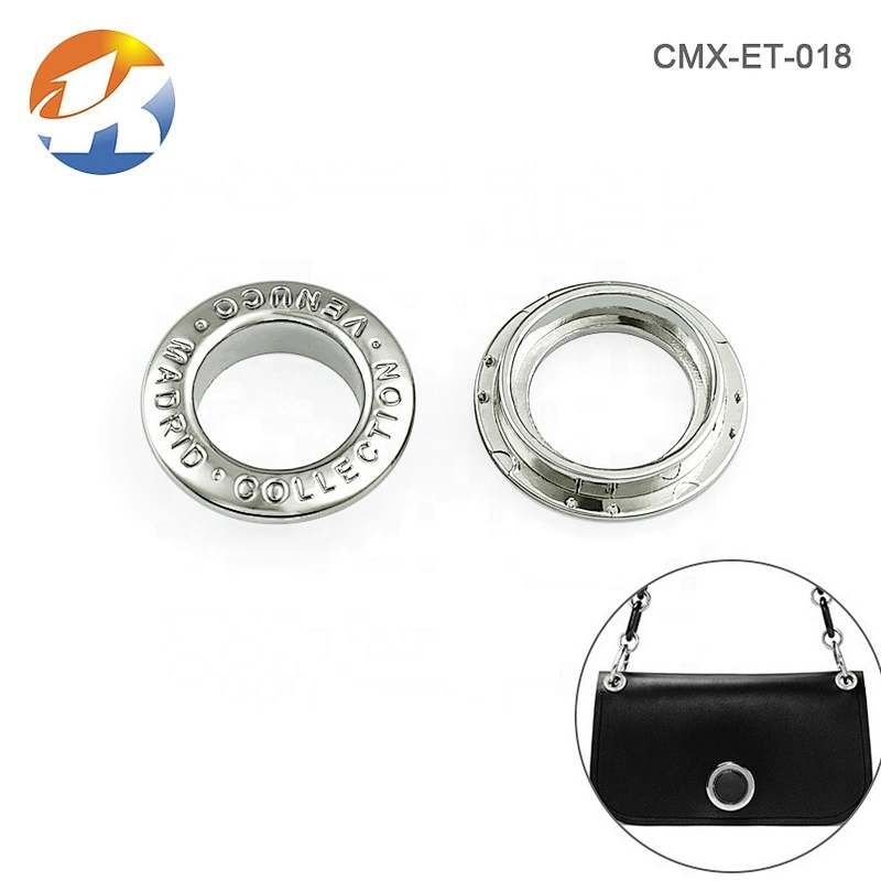 High Quality Custom Round Zinc Alloy Engraved Logo Metal Eyelet Grommets For Handbag