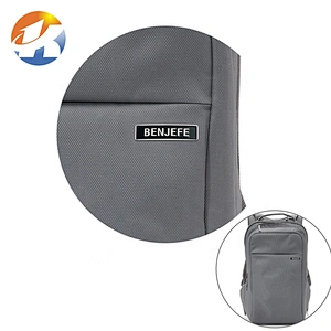 Fashion Design Metal Embossed Tag with Black Background, Bag Accessories Metal Logo Label with Rivet Fixed