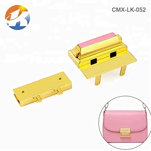 High Quality Custom Push Gold Metal Lock For Handbag