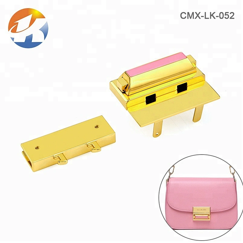 High Quality Custom Push Gold Metal Lock For Handbag