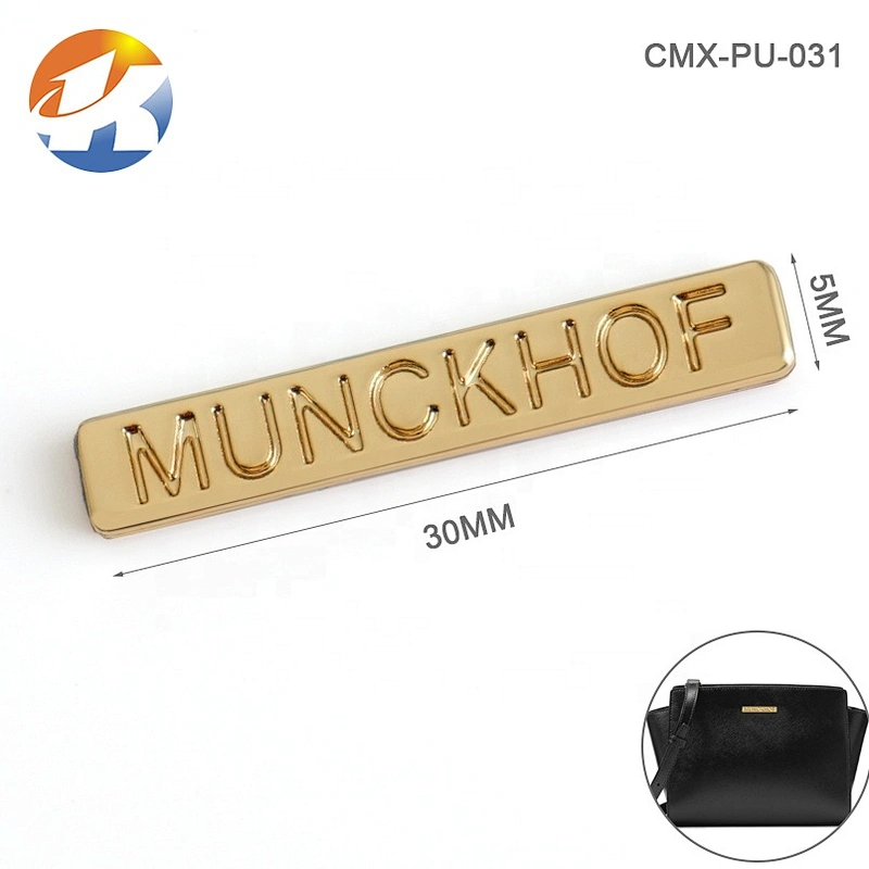 Wholesale Customized Gold Plated Self Adhesive Metal Logo Labels, Light Gold Metal Engraved Logo Label Nameplate for Bags