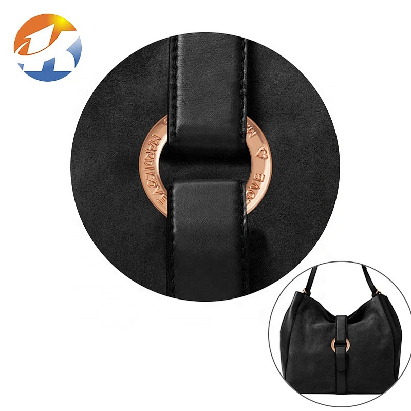 High Quality Custom Polished Rose Gold 34mm Metal O Ring with Engraved Logo for Handbag Manufacturer