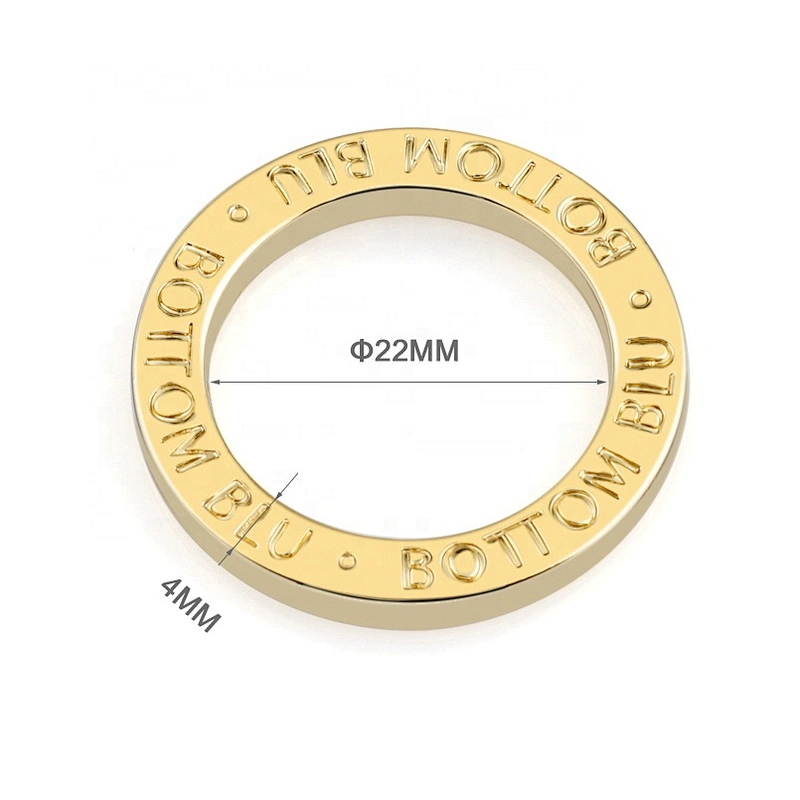 High Quality Custom Polished Rose Gold 34mm Metal O Ring with Engraved Logo for Handbag Manufacturer