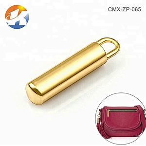 Fashion Design Cylinder Shape Gold Metal Zip Puller