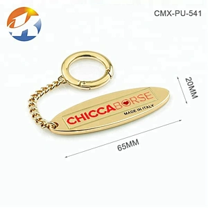 Hook And Chain Custom Brand Handbag Engraved Logo Metal Tag