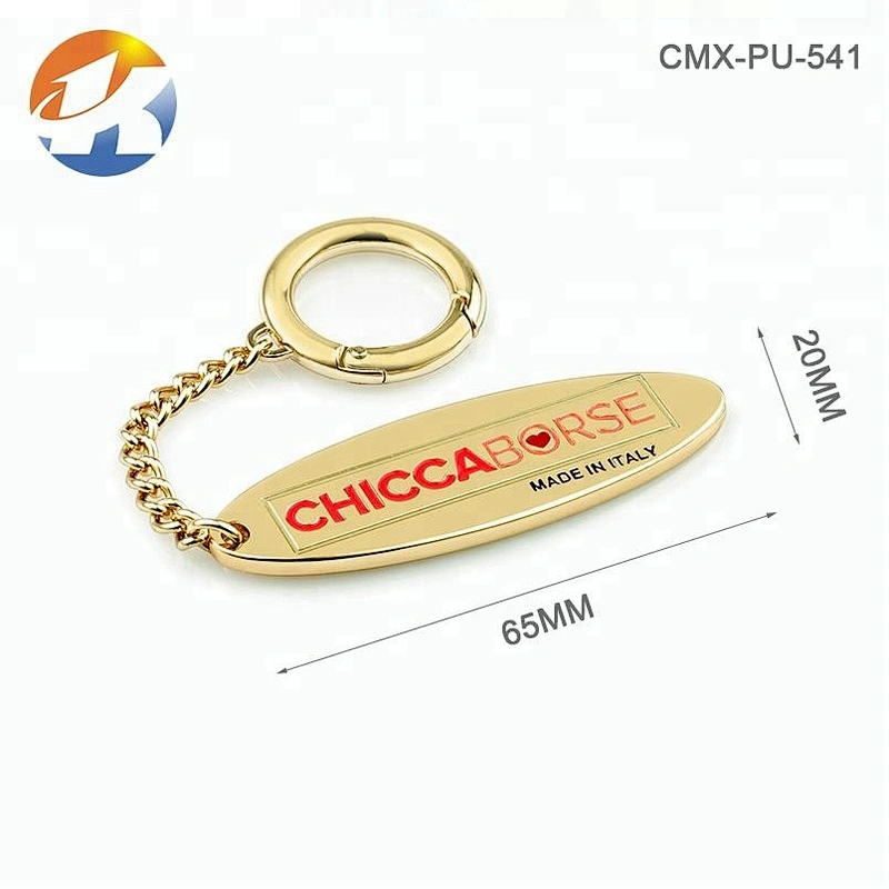 Hook And Chain Custom Brand Handbag Engraved Logo Metal Tag