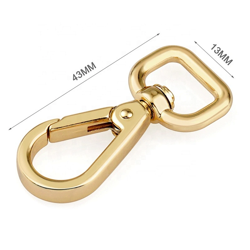 Hot Selling 10mm Light Gold Metal Bag Hook, Key Ring Snap Hook Metal Clasp For Purse