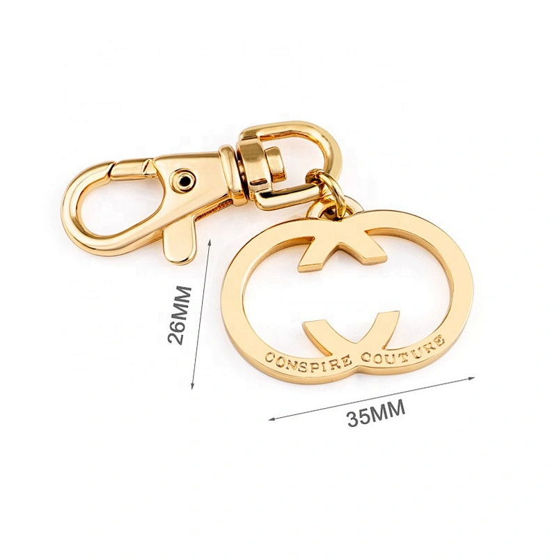 Fashion Design Custom Metal Logo Hang Name Tag with Snap Hook for Handbags, Bag Decorative Golden Metal Plate