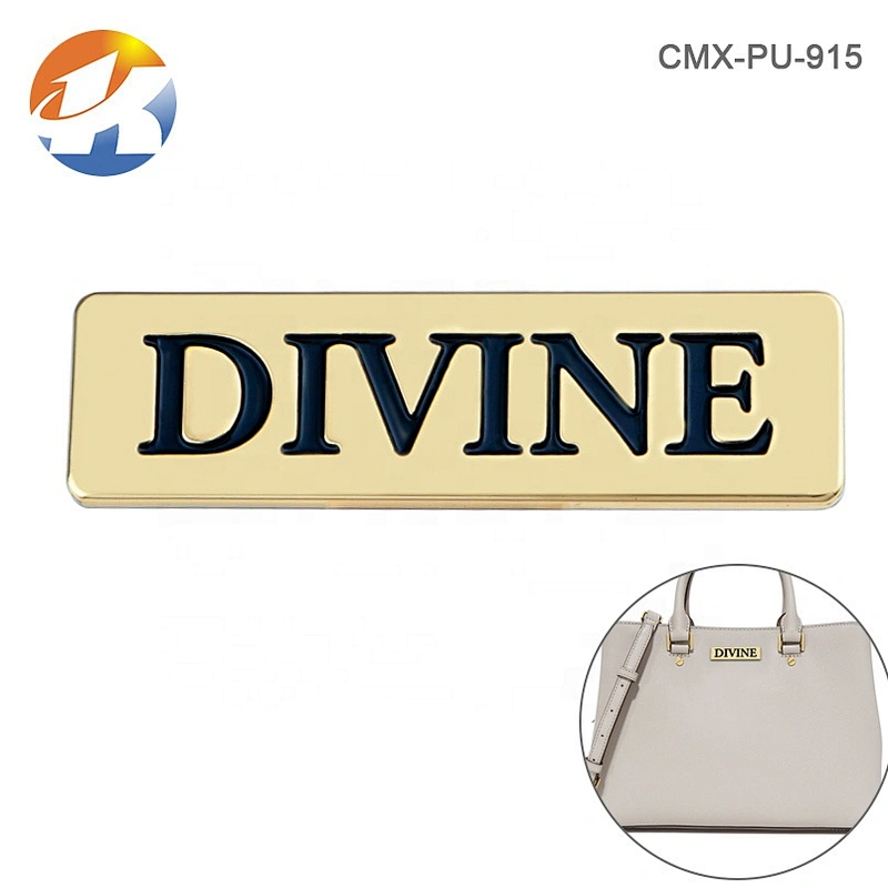 High Quality Handbag Hardware Custom Metal Logo Label, Gold Engraved Logo Metla Plate for Bags