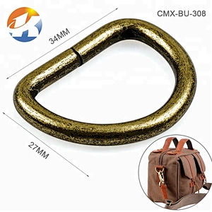 Wholesale Factory Price Antique Brass Metal D-Ring, Custom Iron Metal D Ring for Bag and Belt